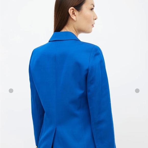 Smythe Blue Satin Peaked Lapel Blazer with Gold Buttons - Picture 9 of 10
